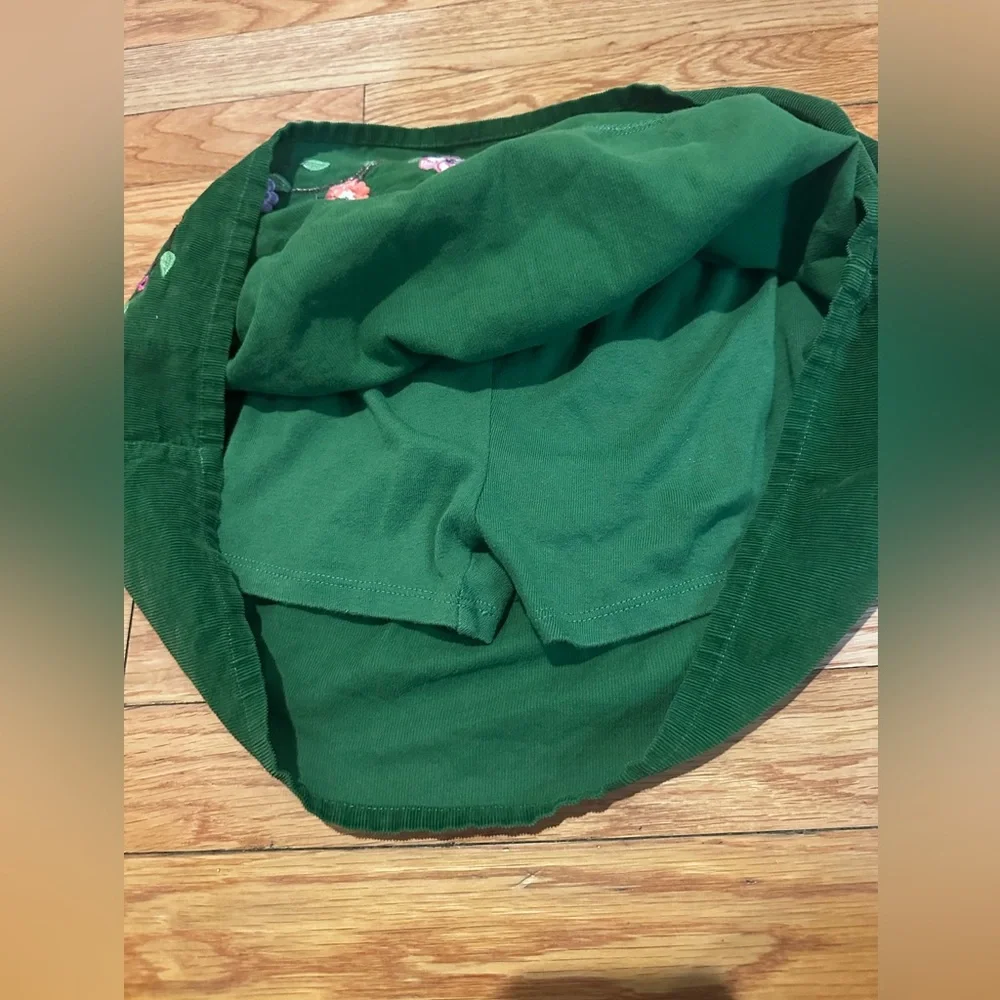 Gymboree Girls Green Corduroy Skirt‎ Shorts Under Embroidered Flowers Birds 5